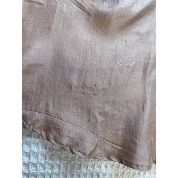 VTG Marnie West 100% Silk Button Up Tan/ Brown Minimalist Blouse Large - Picture 5 of 12